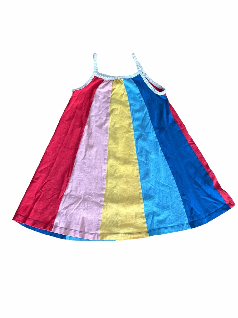 Hanna Andersson Rainbow Striped Spaghetti Strap Dress - size 6/7